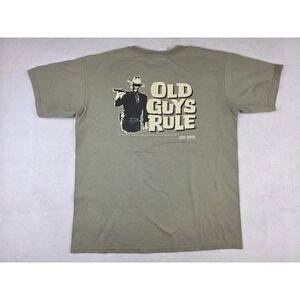Old Guys Rule John Wayne Cactus Green T-shirt Mens Size Large Double-sided READ